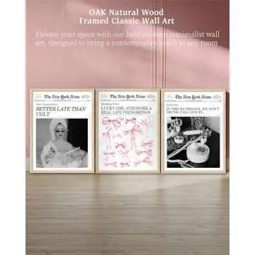 iHery Natural OAK Wood Trendy Retro Newspaper Headline Framed Wall Art, 12x16 in Better Late Than Ugly Poster Vintage Canvas Print, Beige Frame Logs Preppy Funky Bathroom Décor Living Room Set of 1