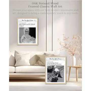 iHery Natural OAK Wood Trendy Retro Newspaper Headline Framed Wall Art, 12x16 in Better Late Than Ugly Poster Vintage Canvas Print, Beige Frame Logs Preppy Funky Bathroom Décor Living Room Set of 1