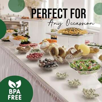 Exquisite Disposable Bowls Plastic Serving Bowls Pack Of 6 Square Salad Bowl 64 Oz Clear Plastic Bow...