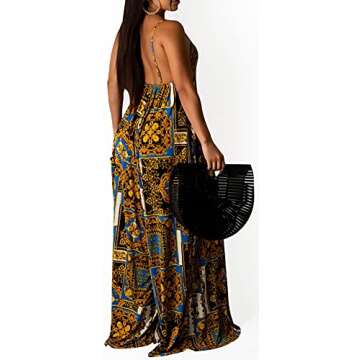 Women's Casual Loose Dresses Sleeveless V Neck Spaghetti Straps Summer Maxi Dress Floor Length Plus ...