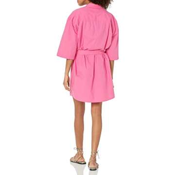 The Drop Women's Dakota Belted Mini Shirt Dress, Rose Pink, M
