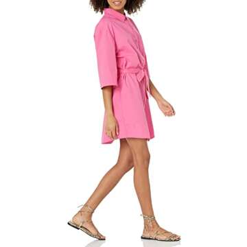 The Drop Women's Dakota Belted Mini Shirt Dress, Rose Pink, M