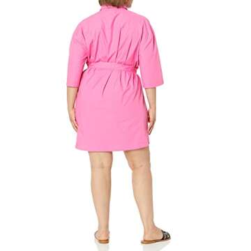 The Drop Women's Dakota Belted Mini Shirt Dress, Rose Pink, M