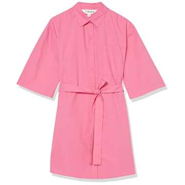 The Drop Women's Dakota Belted Mini Shirt Dress, Rose Pink, M