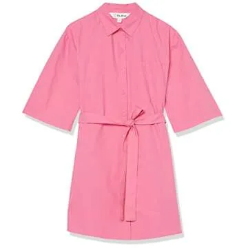 The Drop Women's Dakota Belted Mini Shirt Dress, Rose Pink, M