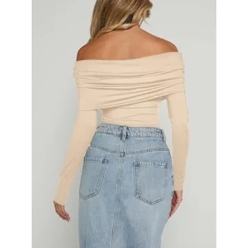 AGECODE Sexy Off The Shoulder Ruched Bodysuit for Women