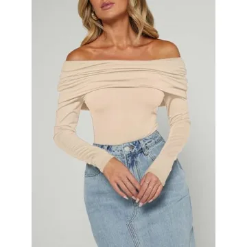 AGECODE Sexy Off The Shoulder Ruched Bodysuit for Women