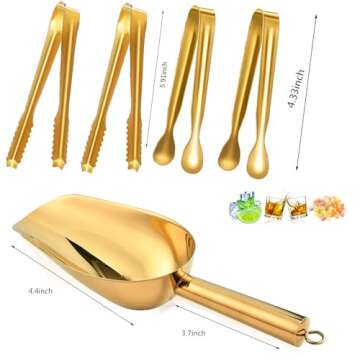 Stainless Steel Ice Scoop and Ice Tongs,Food Scoop Metal Ice Scooper&Buffet Clip for Home Bar Buffet...