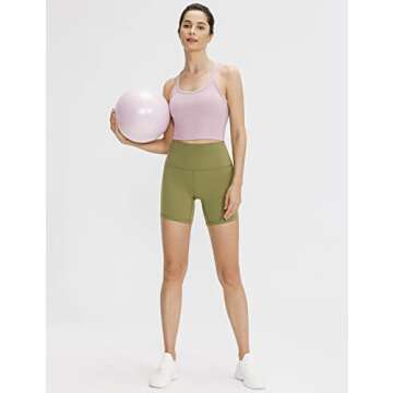 Lavento Women's Racerback Sports Bra Yoga Crop Top with Built in Bra (4, Brushed Pink)