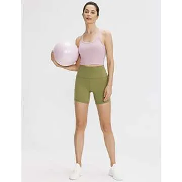 Lavento Women's Racerback Sports Bra Yoga Crop Top with Built in Bra (4, Brushed Pink)