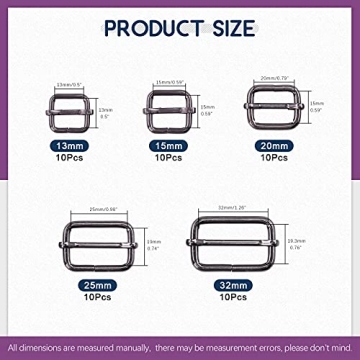 50Pcs Metal Rectangle Adjuster Buckles for DIY Crafts