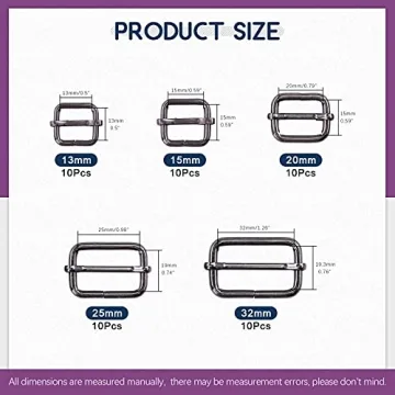 50Pcs Metal Rectangle Adjuster Buckles for DIY Crafts