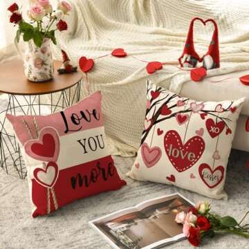 AVOIN Valentine's Day Hugs and Kisses Pillow Covers Set