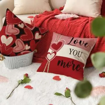 AVOIN Valentine's Day Hugs and Kisses Pillow Covers Set