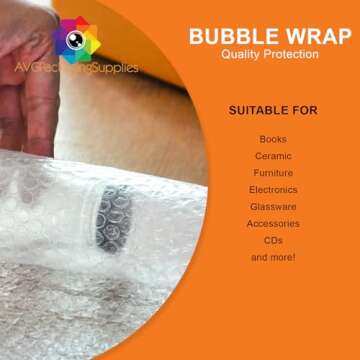 AVG Packaging Small Bubble Wrap - Bulk Bubble Wrap Roll for Moving & Shipping - Heavy Duty Packing W...