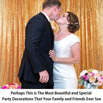ShinyBeauty Gold Sequin Backdrop 8FTx8FT, Stunning Party Decoration for Weddings and Events