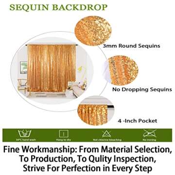 ShinyBeauty Gold Sequin Backdrop 8FTx8FT for Events