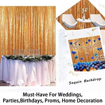 ShinyBeauty Gold Sequin Backdrop 8FTx8FT for Events