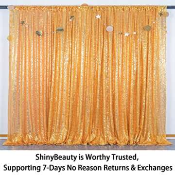 ShinyBeauty Gold Sequin Backdrop 8FTx8FT for Events