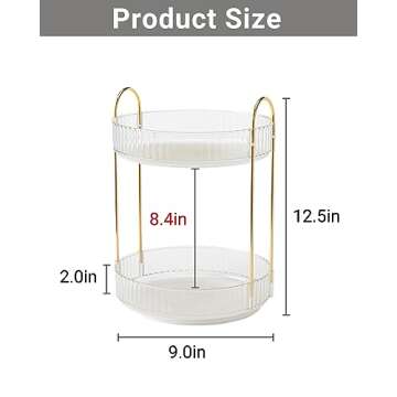 Asayuee 360 Rotating Makeup Organizer,2 Tier Large Capacity Make Up Organizers and Storage,Skincare ...