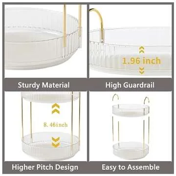 Asayuee 360 Rotating Makeup Organizer,2 Tier Large Capacity Make Up Organizers and Storage,Skincare Perfume Vanity Organizers,Bathroom Cosmetics Storage Organizer Countertop(Clear-2 Tier)