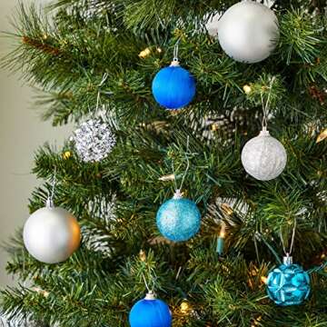 Juvale 35-Piece Mini Christmas Ornaments - Shatterproof Blue & Silver Christmas Ornaments, 1.8 Inch ...