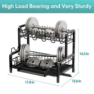 BOOSINY Dish Drying Rack and Drainboard Set for Kitchen Counter, 2 Tier Large Stainless Steel Sink Organizer Dish Racks with Cups Holder, Utensil Holder, Dish Strainer Shelf (Black)