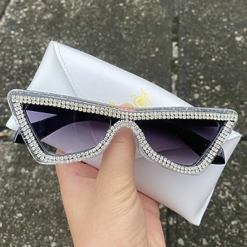 Trendy Fashion Diamond Cat Eye Sunglasses with UV400 Protection