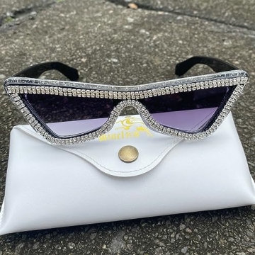 Trendy Fashion Diamond Cat Eye Sunglasses with UV400 Protection