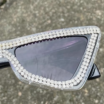 Trendy Fashion Diamond Cat Eye Sunglasses with UV400 Protection