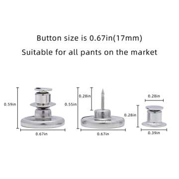 6 Sets Button Pins for Jeans, Jean Button Pins for Loose Jeans, No Sew and No Tools Instant Replacement Pant Buttons, Removable Buttons (Style2)
