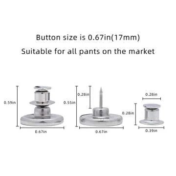 6 Sets Button Pins for Jeans, Jean Button Pins for Loose Jeans, No Sew and No Tools Instant Replacement Pant Buttons, Removable Buttons (Style2)