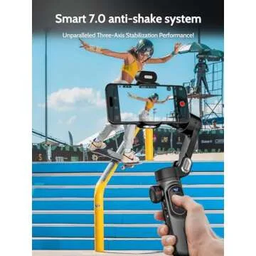 AOCHUAN 3-Axis Gimbal Stabilizer for Smartphone w/RGB Magnetic Fill Light - Foldable iPhone Gimbal w/Upgraded Face Tracking - Vlog Recording - Smart X Pro Kit