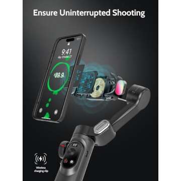 AOCHUAN 3-Axis Gimbal Stabilizer for Smartphone w/RGB Magnetic Fill Light - Foldable iPhone Gimbal w/Upgraded Face Tracking - Vlog Recording - Smart X Pro Kit