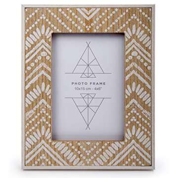 Truu Design Boho Print Picture Frame, Ideal for Tabletop Display, Lightweight Photo Frame with Glass...