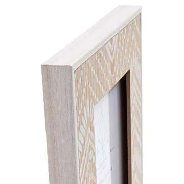 Truu Design Boho Print Picture Frame, Ideal for Tabletop Display, Lightweight Photo Frame with Glass Cover, 4" x 6", Ivory