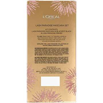 L'Oreal Paris Cosmetics Lash Paradise Lash Primer & Mascara Holiday Kit, Thickens Lashes And Helps Enhance Mascara Wear, Blackest Black and Millennial Pink