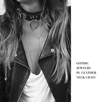 MJartoria Gothic Jewelry-Goth Leather PU Choker Necklaces for Women-Heart Punk Rock Adjustable Black Choker Necklaces (2Pcs Black Heart)