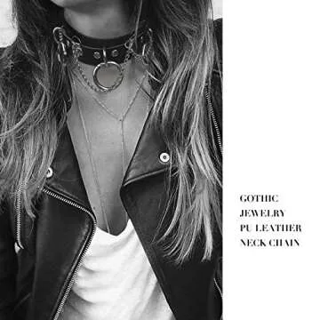 MJartoria Gothic Jewelry-Goth Leather PU Choker Necklaces for Women-Heart Punk Rock Adjustable Black Choker Necklaces (2Pcs Black Heart)