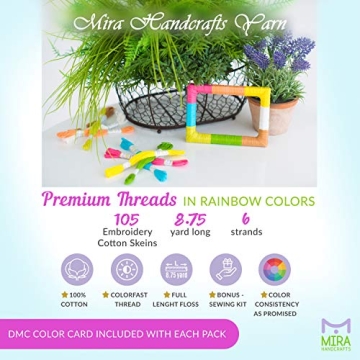 Premium Rainbow Color Embroidery Floss Set - 116 Pcs