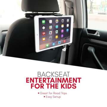Macally Adjustable Car Headrest Mount - Headrest Tablet Holder for 7” to 10” Tablets - Fits Most...