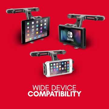 Macally Adjustable Car Headrest Mount - Headrest Tablet Holder for 7” to 10” Tablets - Fits Most Seats with Strong Mounting Clamps - Easy to Use iPad Headrest Mount - Perfect for Kids & Long Trips, 0.5 pounds