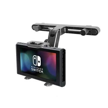 Macally Adjustable Car Headrest Mount - Headrest Tablet Holder for 7” to 10” Tablets - Fits Most Seats with Strong Mounting Clamps - Easy to Use iPad Headrest Mount - Perfect for Kids & Long Trips, 0.5 pounds