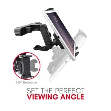 Macally Adjustable Car Headrest Mount - Headrest Tablet Holder for 7” to 10” Tablets - Fits Most Seats with Strong Mounting Clamps - Easy to Use iPad Headrest Mount - Perfect for Kids & Long Trips, 0.5 pounds