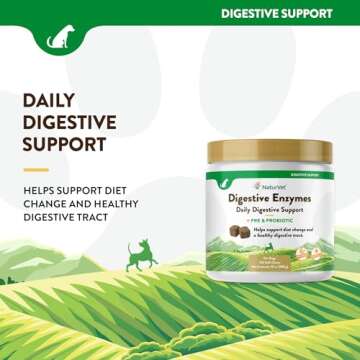 NaturVet – Digestive Enzymes - Plus Probiotics & Prebiotics – Helps Support Diet Change & A Healthy Digestive Tract – for Dogs & Cats (Soft Chews, 120 Count)