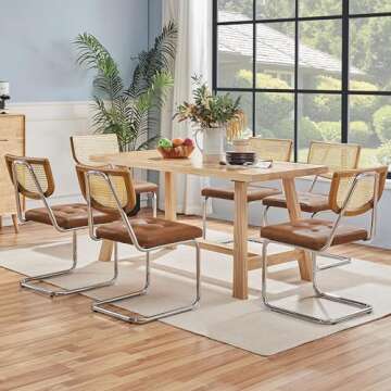 Yaheetech Dining Chairs Faux Leather Mid Century Dining Room Chairs Set of 2 Kitchen Chairs with Rat...