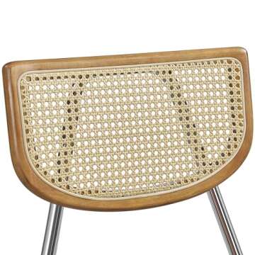 Yaheetech Dining Chairs Faux Leather Mid Century Dining Room Chairs Set of 2 Kitchen Chairs with Rattan Back and Upholstered Seat for Home, Kitchen, Living Room, Retro Brown