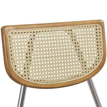 Yaheetech Dining Chairs Faux Leather Mid Century Dining Room Chairs Set of 2 Kitchen Chairs with Rattan Back and Upholstered Seat for Home, Kitchen, Living Room, Retro Brown