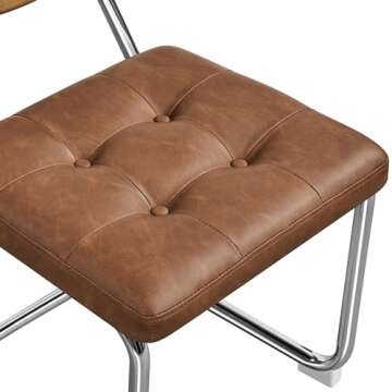 Yaheetech Dining Chairs Faux Leather Mid Century Dining Room Chairs Set of 2 Kitchen Chairs with Rattan Back and Upholstered Seat for Home, Kitchen, Living Room, Retro Brown