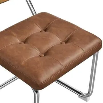 Yaheetech Dining Chairs Faux Leather Mid Century Dining Room Chairs Set of 2 Kitchen Chairs with Rattan Back and Upholstered Seat for Home, Kitchen, Living Room, Retro Brown